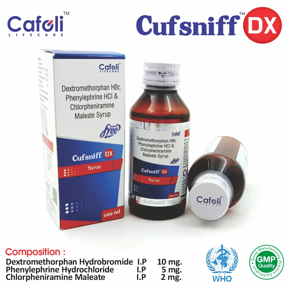 Phenylephrine + Chlorpheniramine + Dextromethorphan Syrup at the best price in PCD Pharma Franchise for Antihistamine, Cough and Cold Relief.